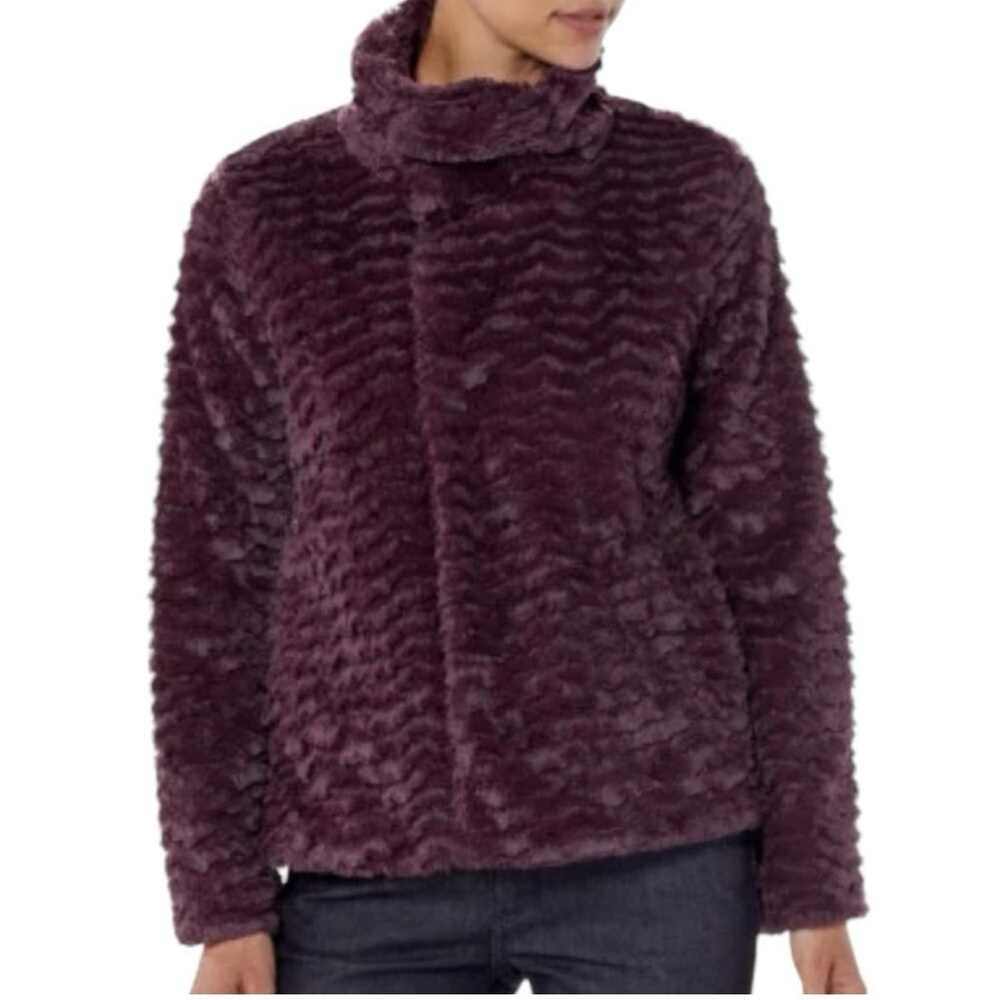 Patagonia Pelage Plum Purple Faux Fur Pile Fleece Zip Up Jacket Size XS